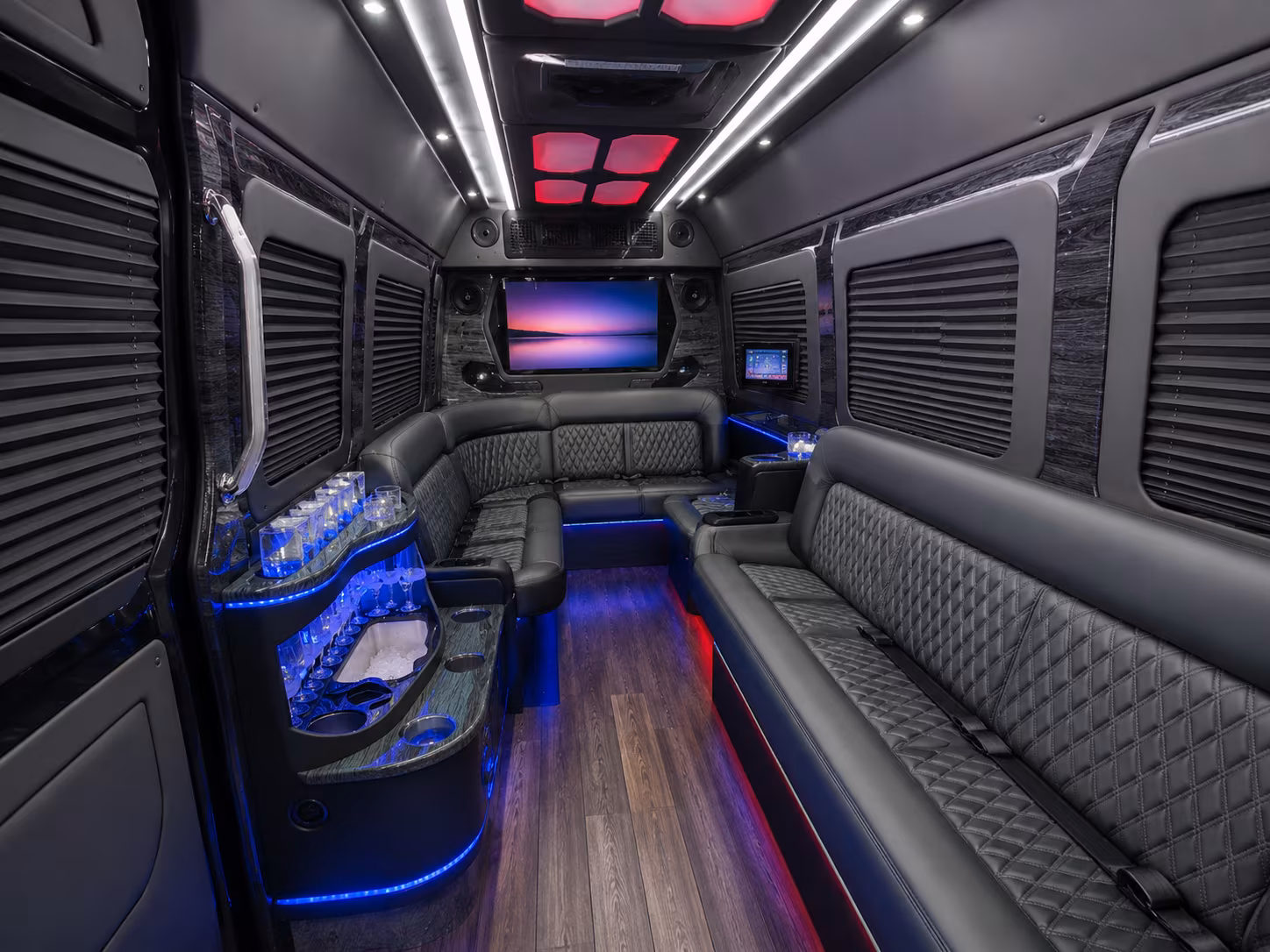 el monte 40 passenger party bus interior