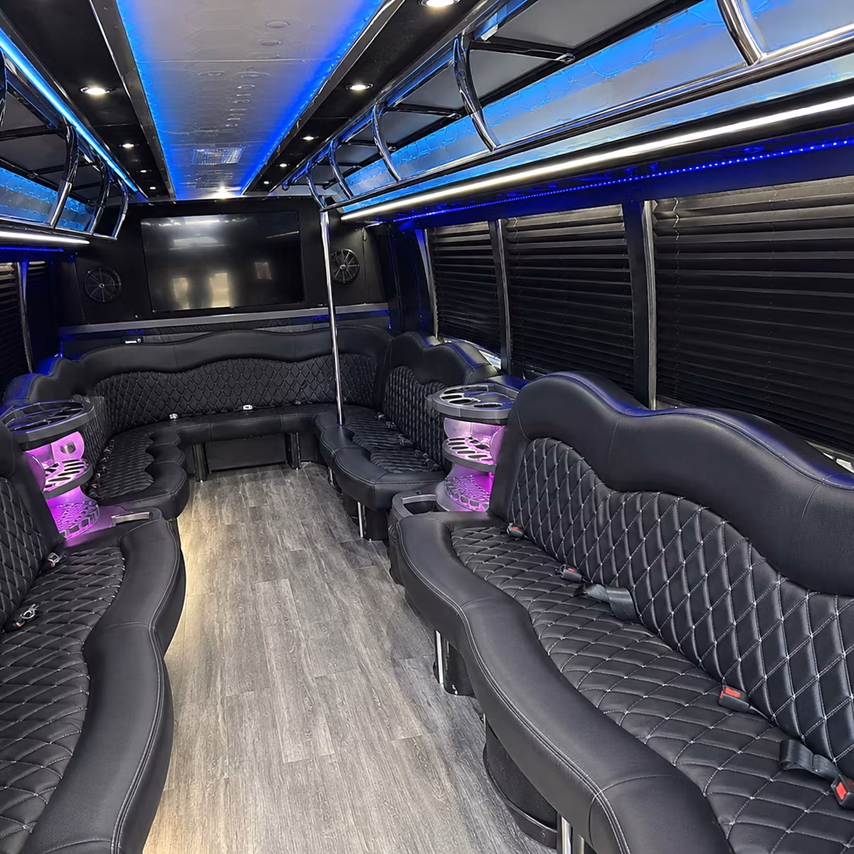 el monte party bus rental interior